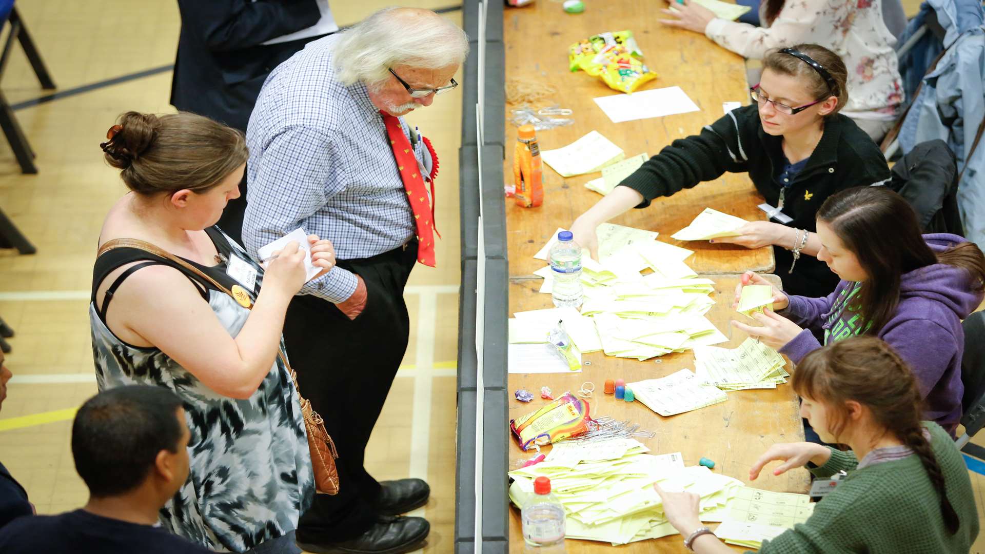 Ballot papers being scrutinised