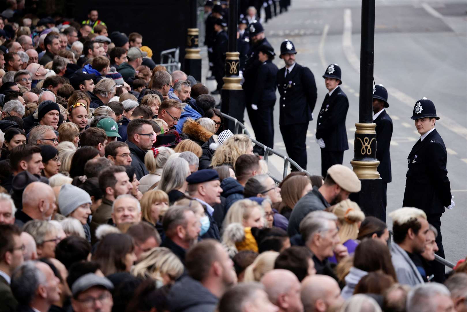 The crowd near Horse Guards in London ahead of the State Funeral of Queen Elizabeth II. Picture: PA