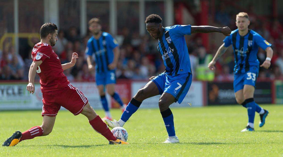 Brandon Hanlan in action for the Gills at Accrington Picture: Ady Kerry (3460704)