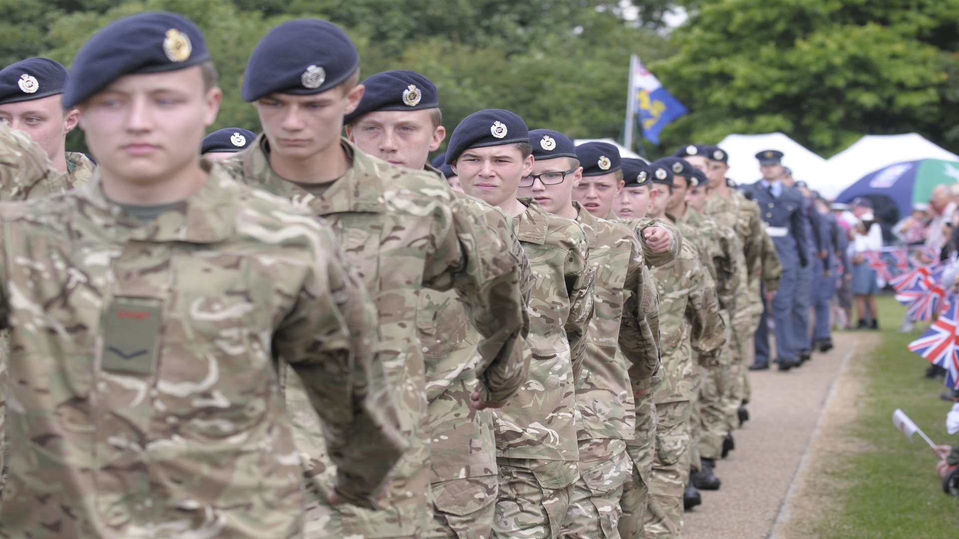 Troops lining up for Armed Forces Day
