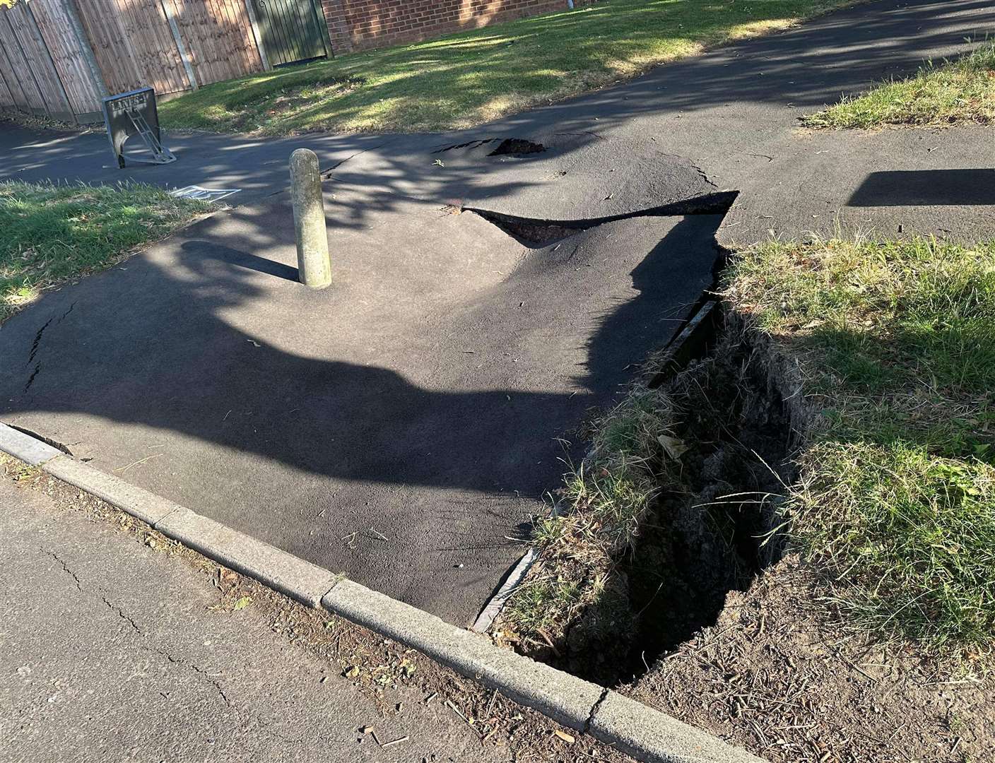 A sinkhole has appeared in Chilham Road, Allington. Picture credit: Sophie Martin