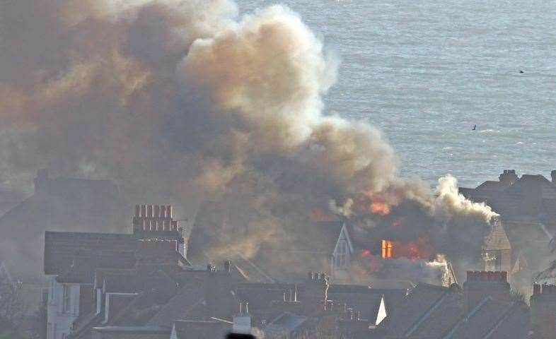 A domestic property is on fire. Photo: Nigel Scutt