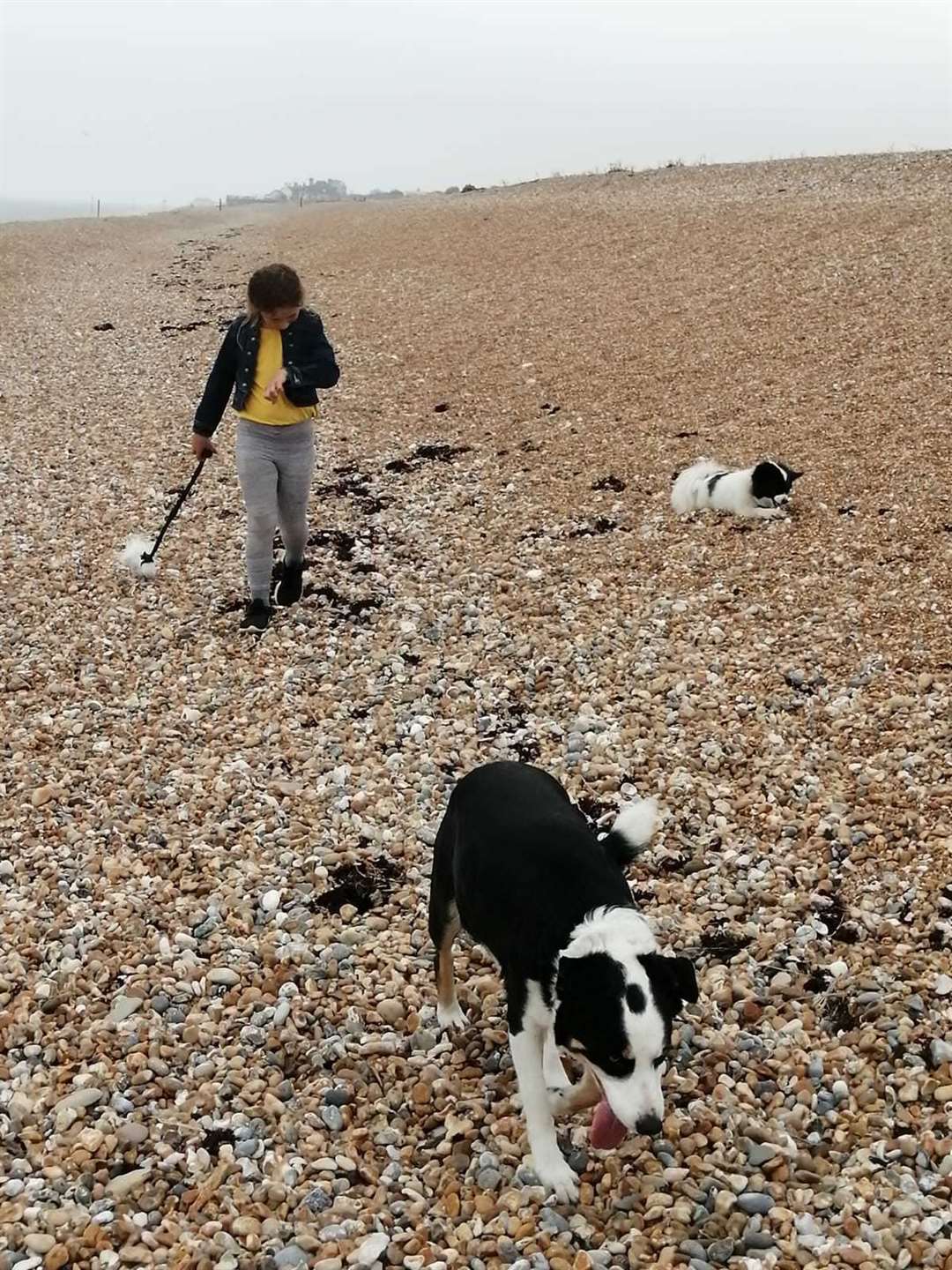 Isabella on the beach where mum Jodie Crews found a wartime grenade. Picture: Jodie Crews