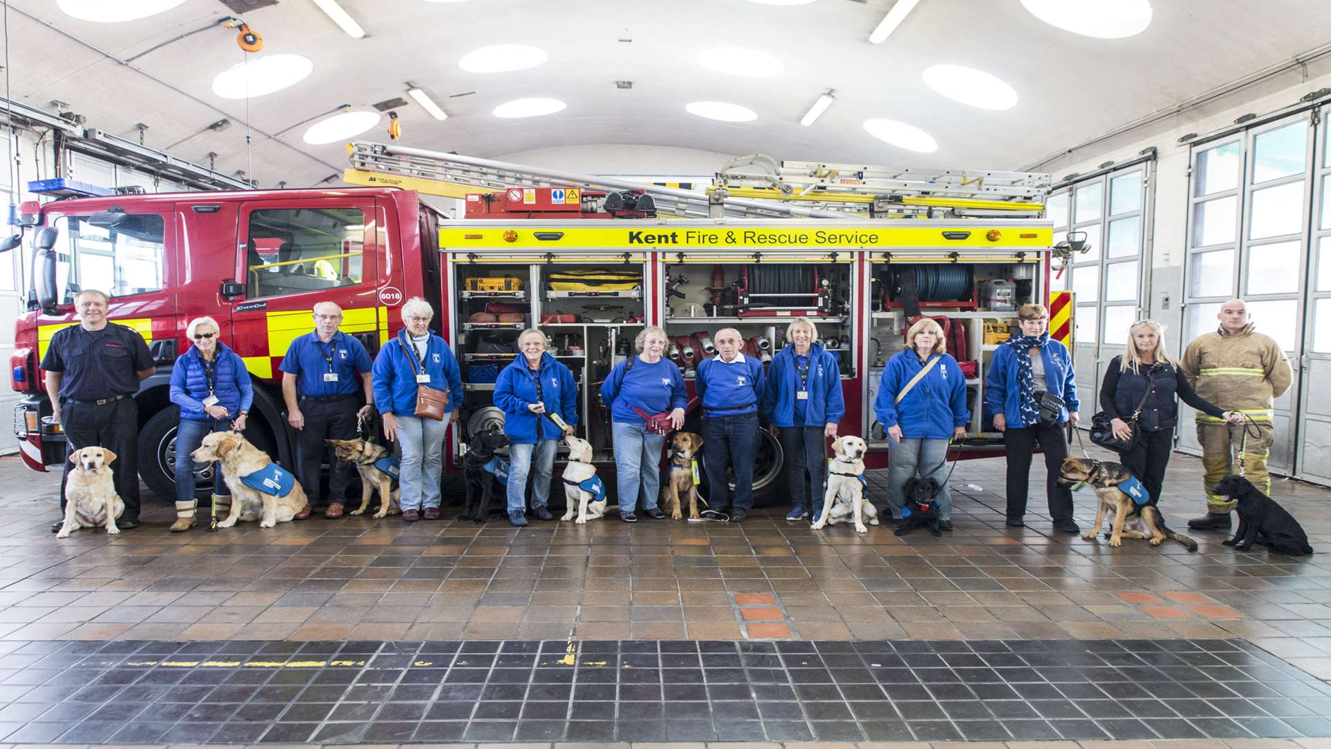 Puppies from the Medway branch of Guide Dogs for the Blind visited Medway Fire Station in Watling Street, Gillingham. Pic: Kent Fire and Rescue Service