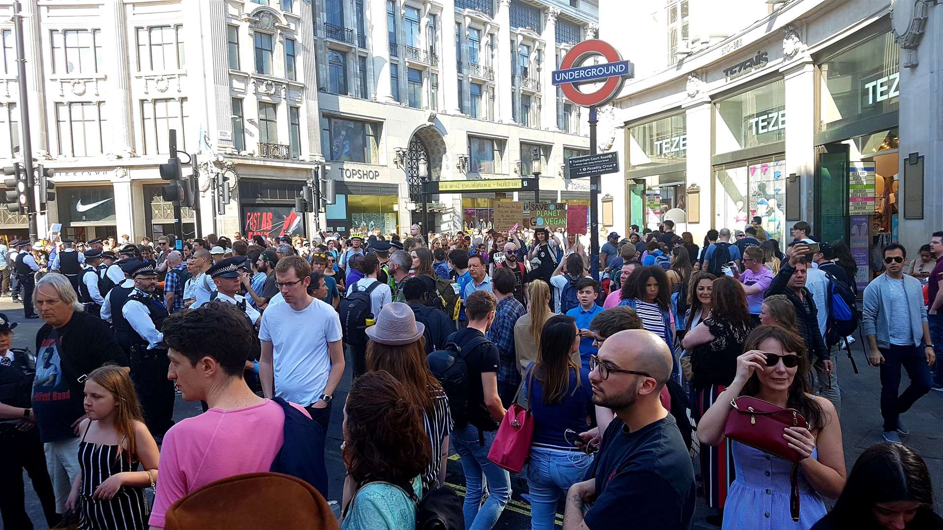 Climate change protesters fill Oxford Street in central London