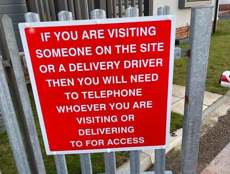 The signs stipulating the new rules for deliveries and visitors. Picture: Kim Brierly