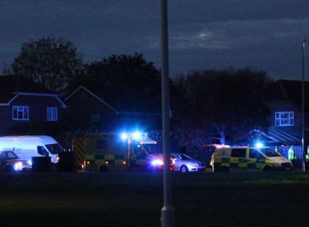 Police and ambulances in Newman Drive, Kemsley. Picture: Campbell James