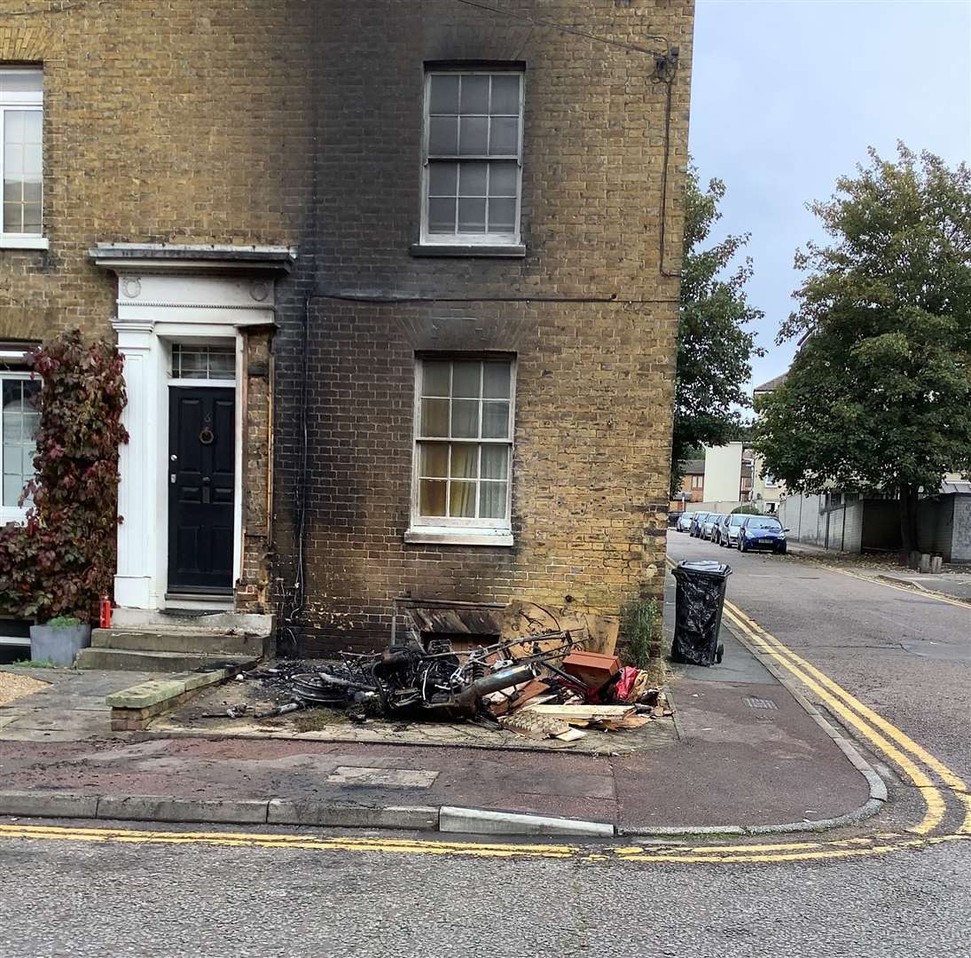 The property damaged by the flames in Marsham Street, Maidstone. Picture: Ian McLean