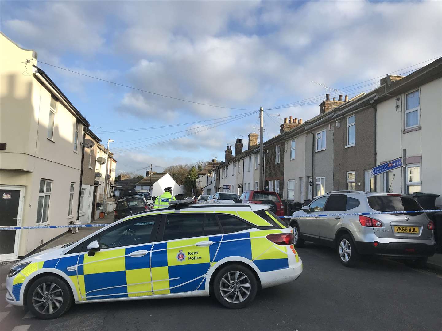 Police on the scene of Hamerton Road, Northfleet, following an attack in the early hours of Tuesday, February 4.
