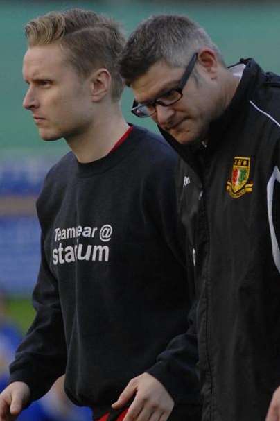 Nick Davis and Matt Wyatt in happier times as Sittingbourne joint-managers Picture: Chris Davey