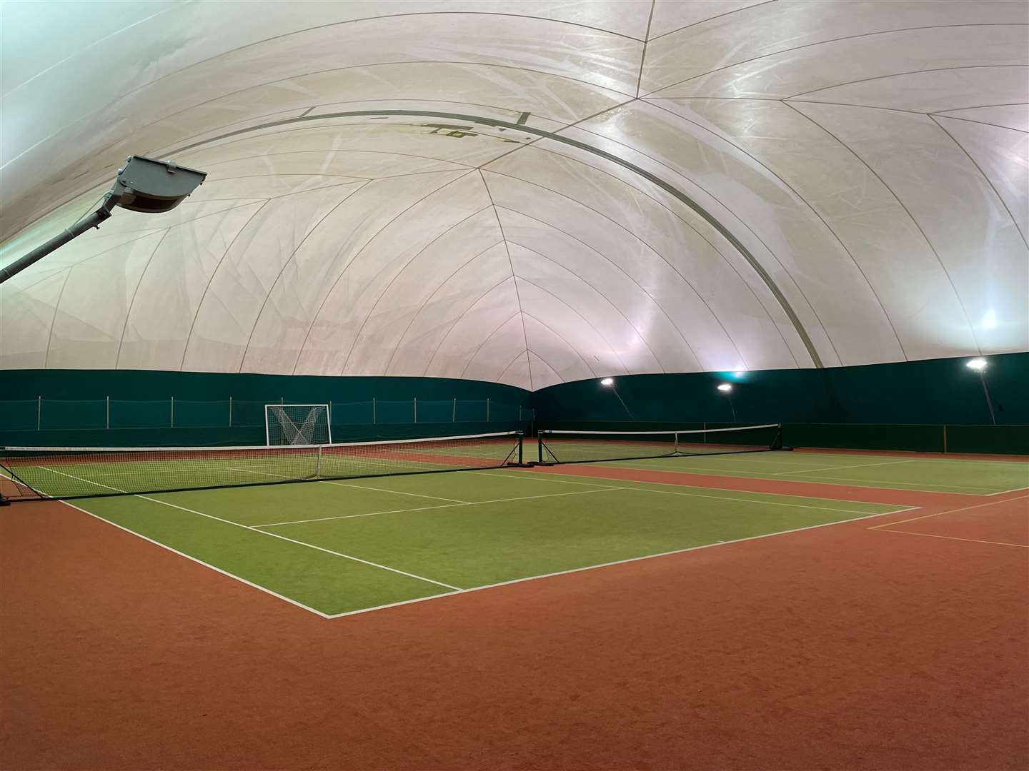 Inside the tennis court dome which also doubles up as a seven-a-side football picth