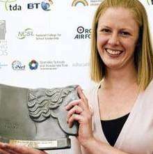 Suzanne Patt of Wrotham School with her Plato trophy at the Teaching Awards