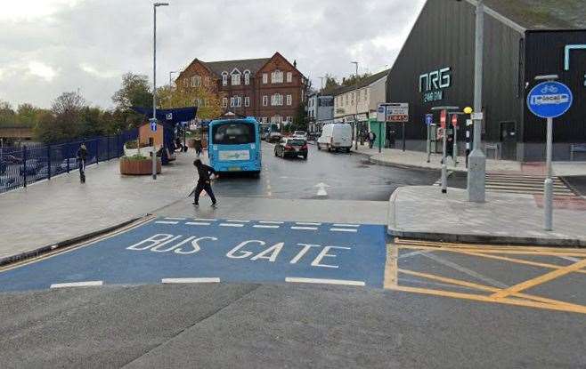 The bus gate in Clive Road, at the junction with Barrack Row and Garrick Street, in Gravesend. Picture: Google Maps