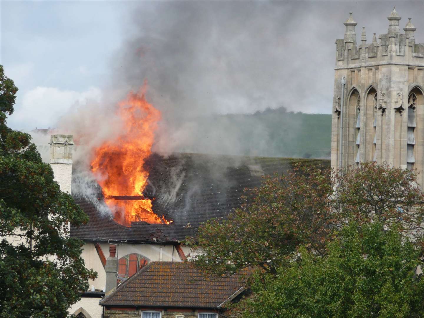 The church on fire in 2007. Picture: Alison Williams