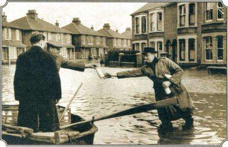 Milk deliveries after the flooding on Sheppey in 1953. Picture: Bel Austin.