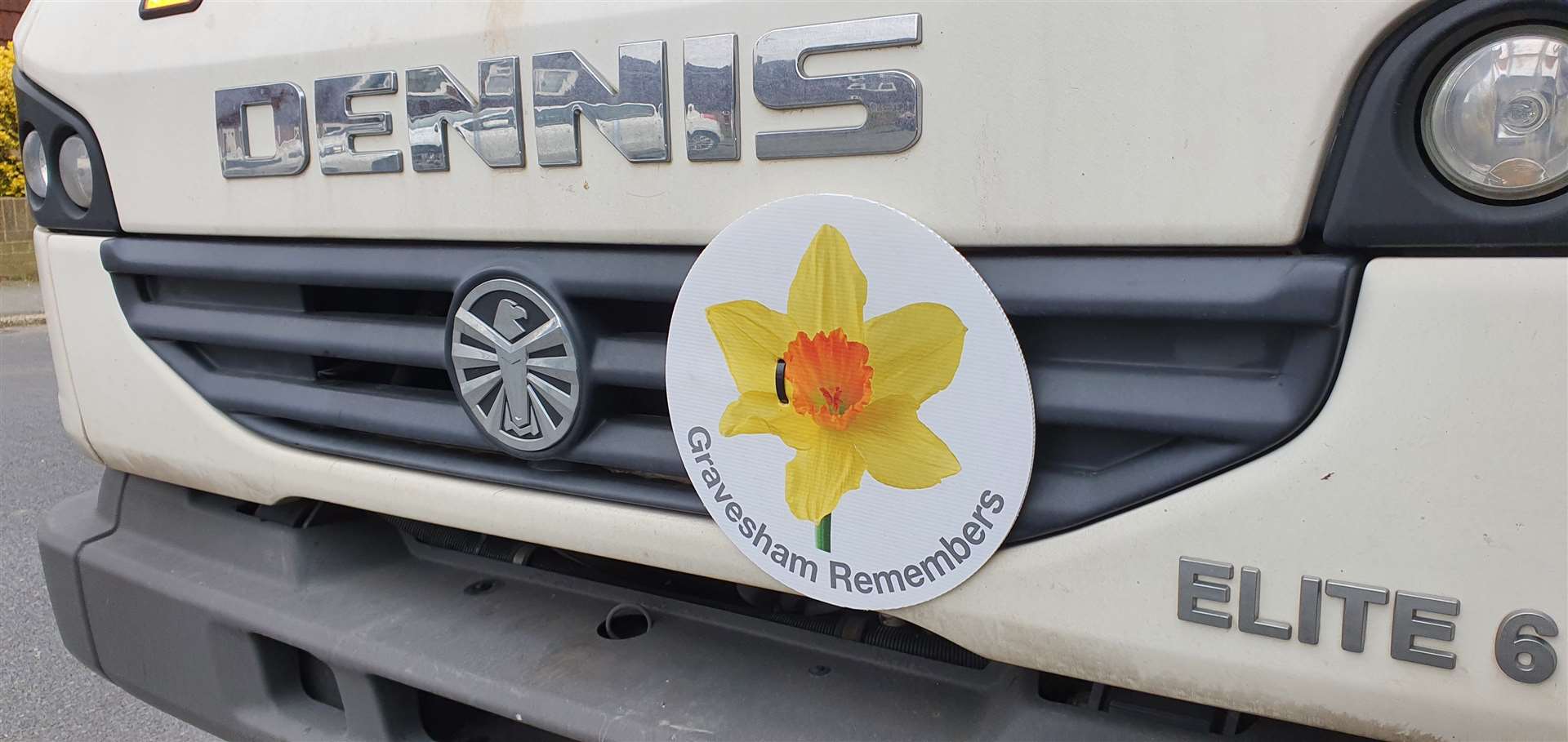 Refuse and council vehicles also had a daffodil placed on their grill this week