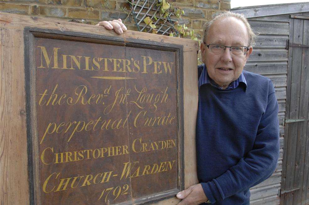 Graeme Horner with the inscription from 1792 found in an old wardrobe that had been made from an old pew in All Saints Church, Iwade