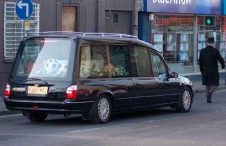 A hearse leads the funeral cortege through Dartford. Picture: STEVE CRISPE