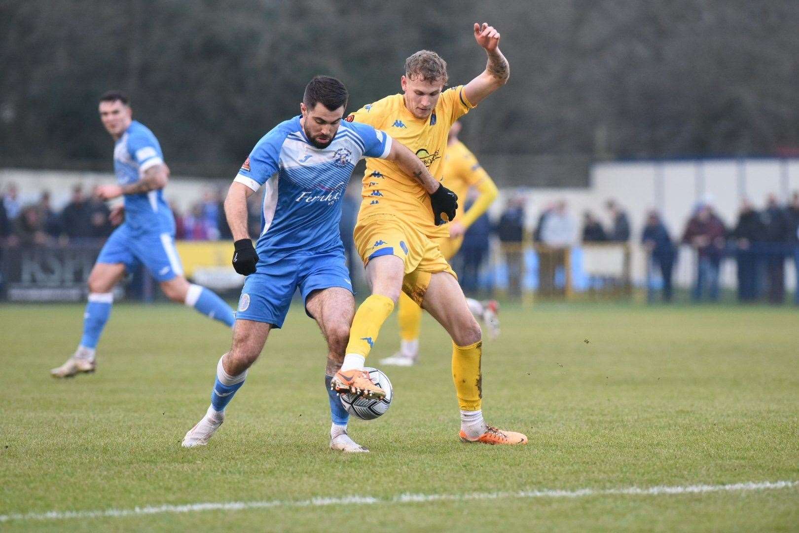 Midfielder Ethan Coleman in action for former side Kings Lynn against Tonbridge Angels Picture: Tim Smith