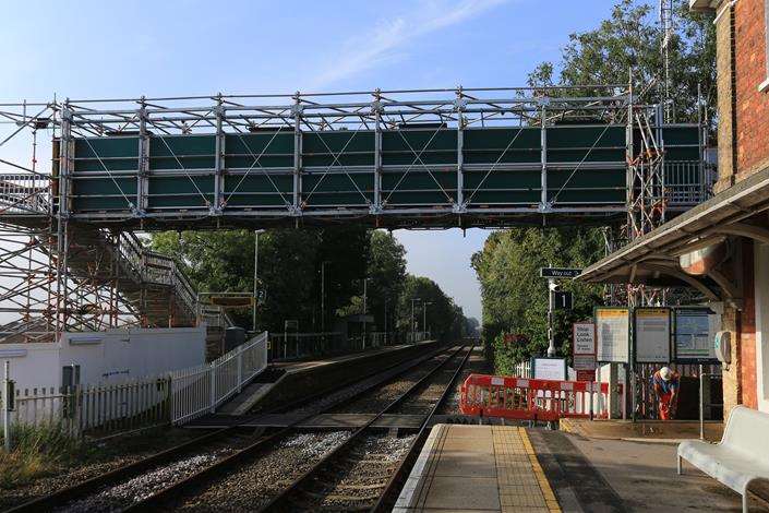 A new temporary footbridge has been built at Hamstreet