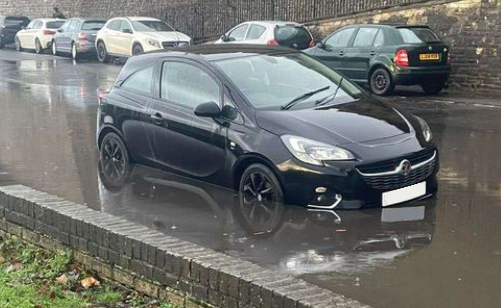 A car was spotted stuck along The Esplanade in Rochester
