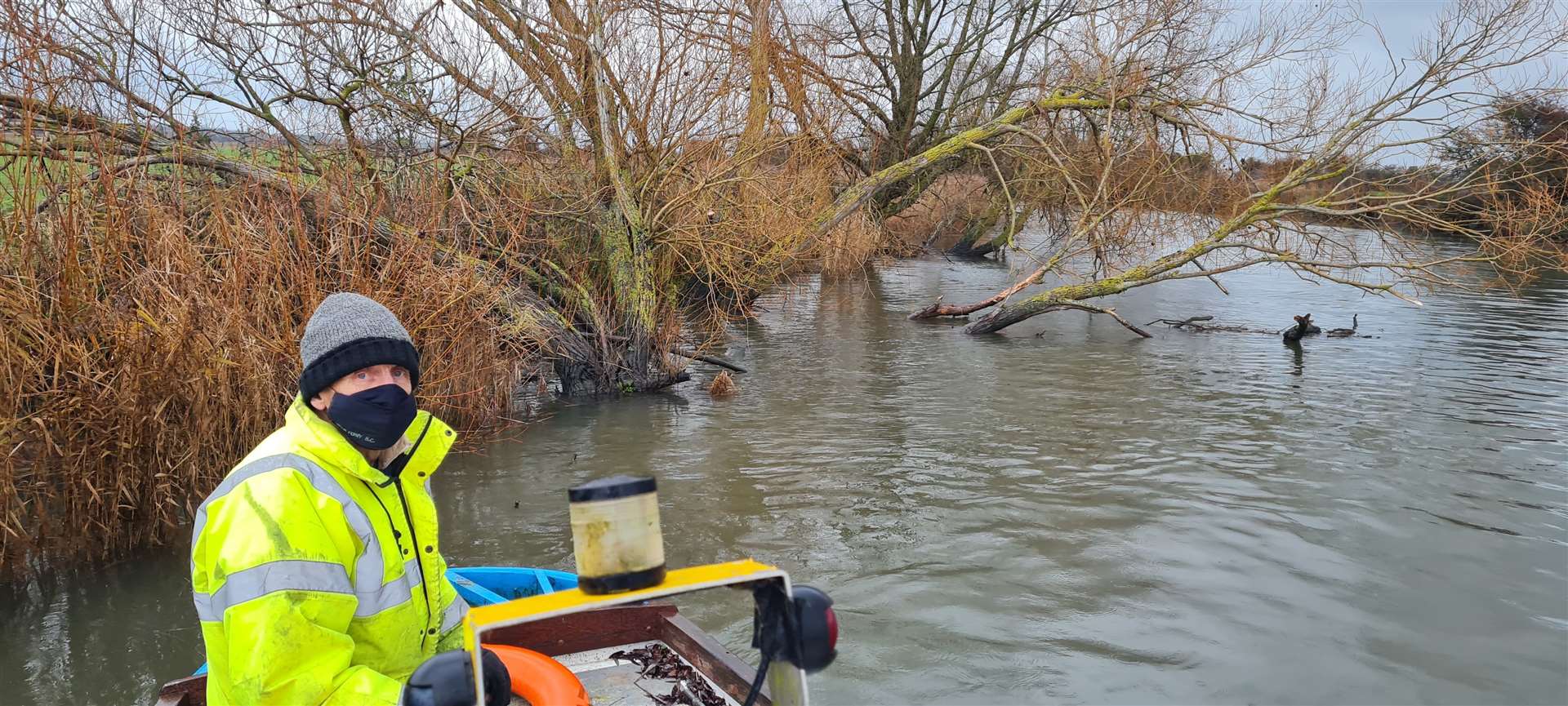 Grove Ferry boatyard owner Roy Newing says dozens of trees in the Stour are creating a flooding risk