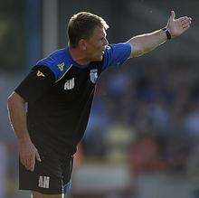 Andy Hessenthaler on the touchline at AFC Wimbledon.