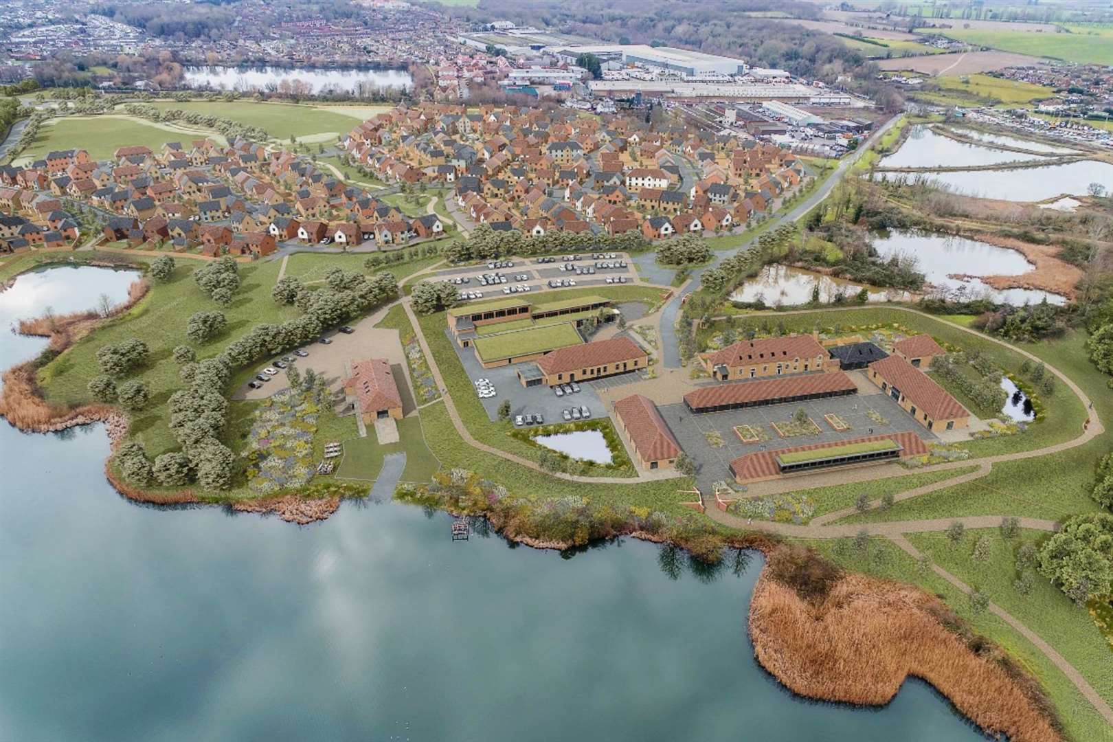 A CGI of how the completed development will look, with the sea scouts HQ pictured bottom left