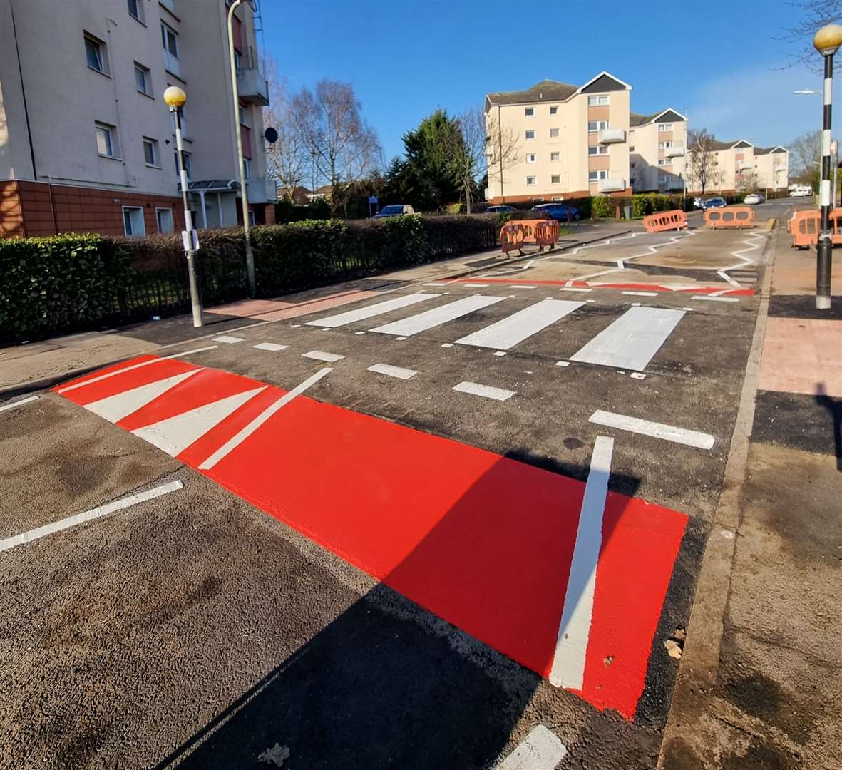 A raised zebra crossing has been installed in Bybrook Road as part of the 20mph project. Picture: Ellie Crook