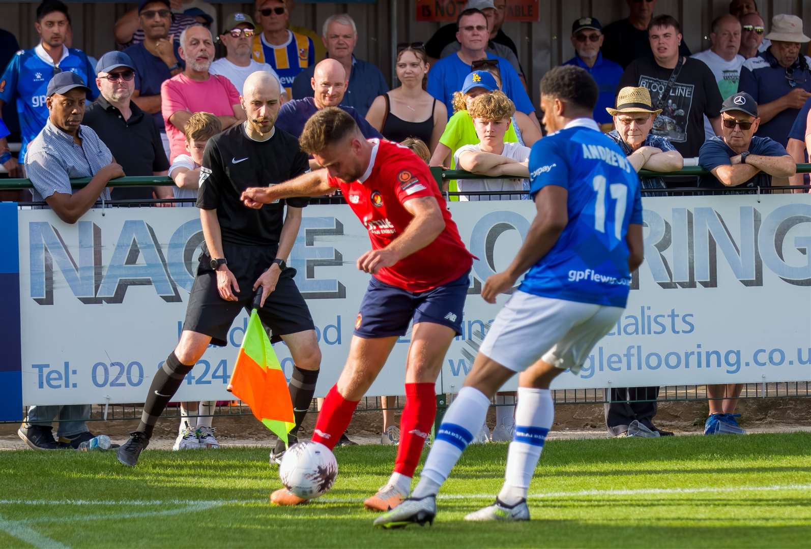 Ebbsfleet’s Luke O'Neill tries to deliver a cross at Wealdstone last weekend. Picture: Ed Miller/EUFC