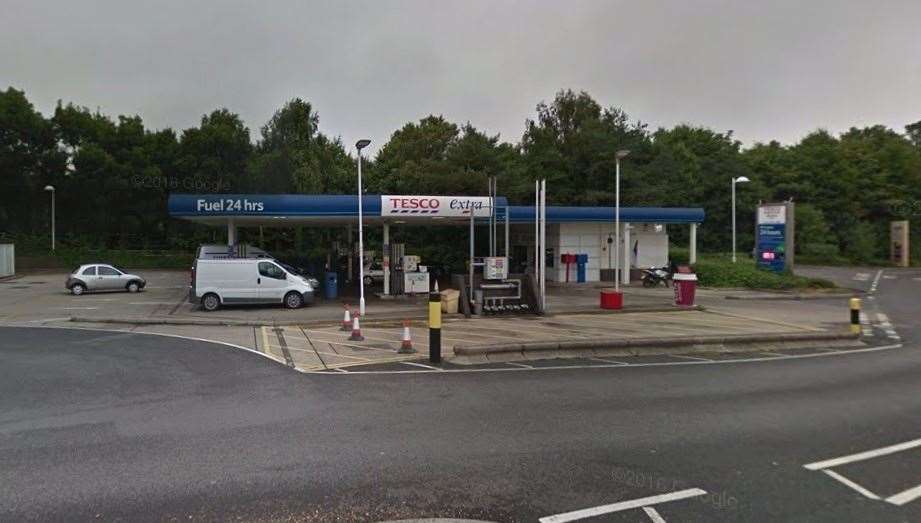Beaney first struck in February at the Tesco petrol station in Hythe Road, Willesborough, Ashford. Picture: Google Street View