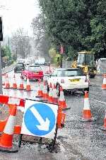 Temporary traffic lights at the junction of Willington Street and Madginford Road in Maidstone