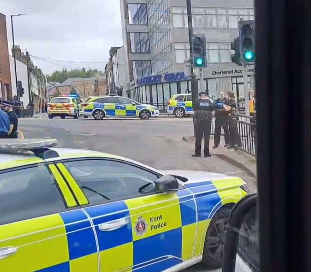 There was a huge emergency response at the junction of Star Hill and Rochester High Street. Picture: @timbobsquare on Twitter