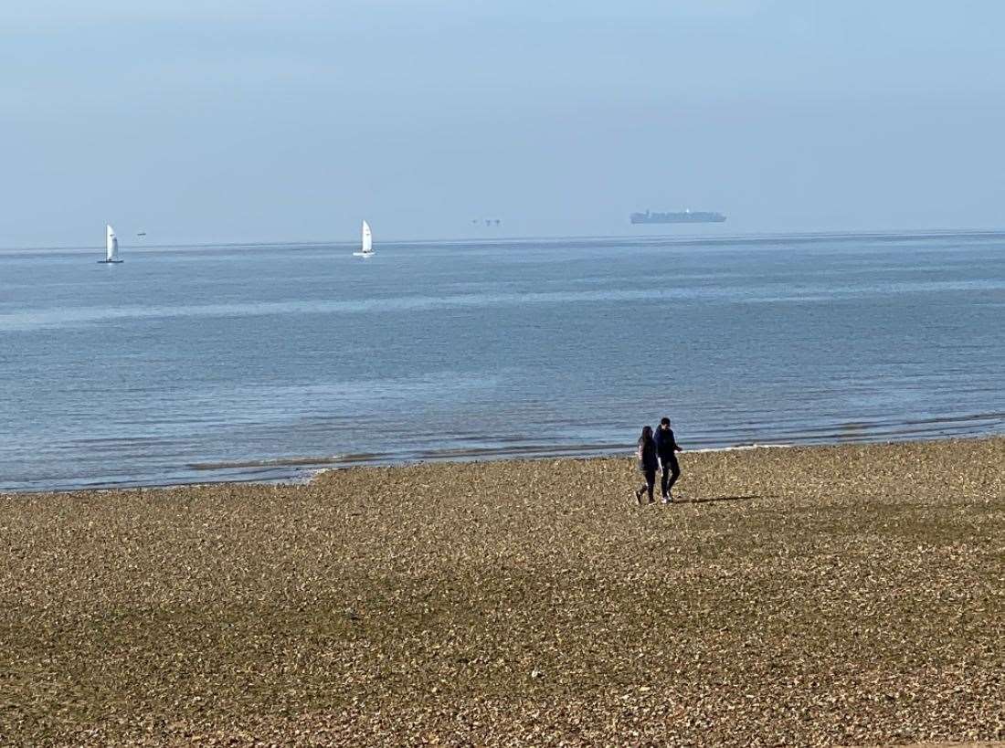 The ship was seen 'hovering' off the Whitstable coast. Picture: Charlotte Cornell