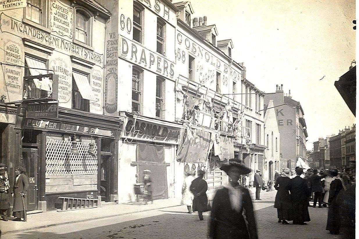A view of Tontine Street after the bombing raid on May 25, 1917. Picture: The Heritage Room, Folkestone Library