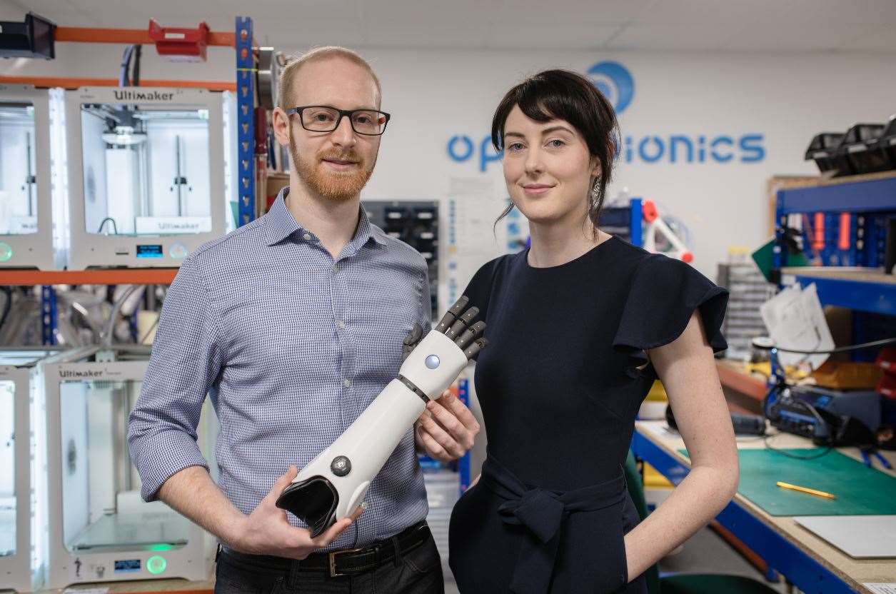 Joel Gibbard CEO and Samantha Payne COO from Open Bionics. Picture: Open Bionics