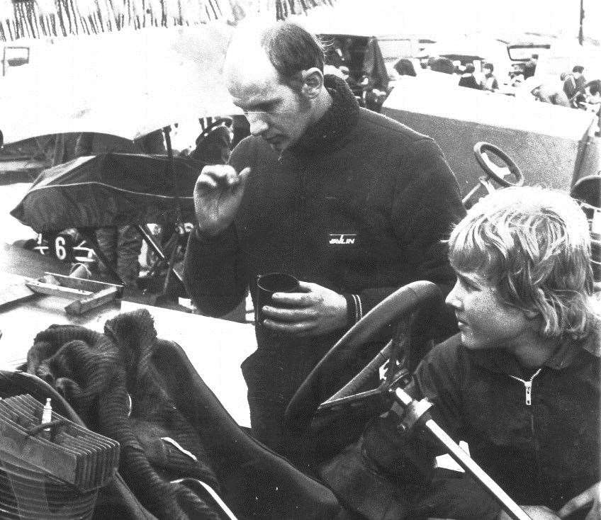 Sisley and nine-year-old Herbert at the Tilbury circuit in Essex in 1973