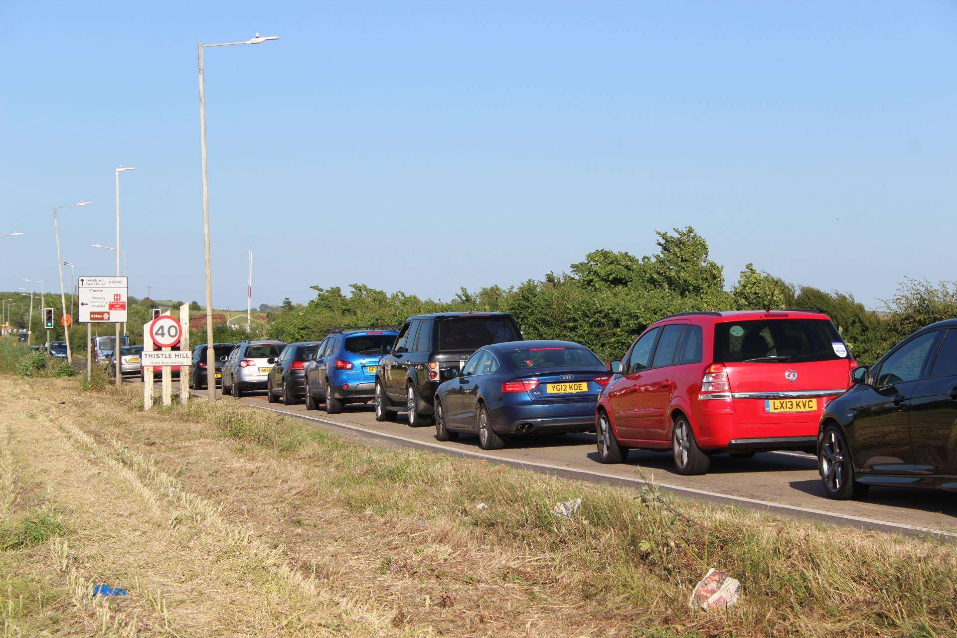 Traffic queues on the Lower Road at Minster, Sheppey (2797054)