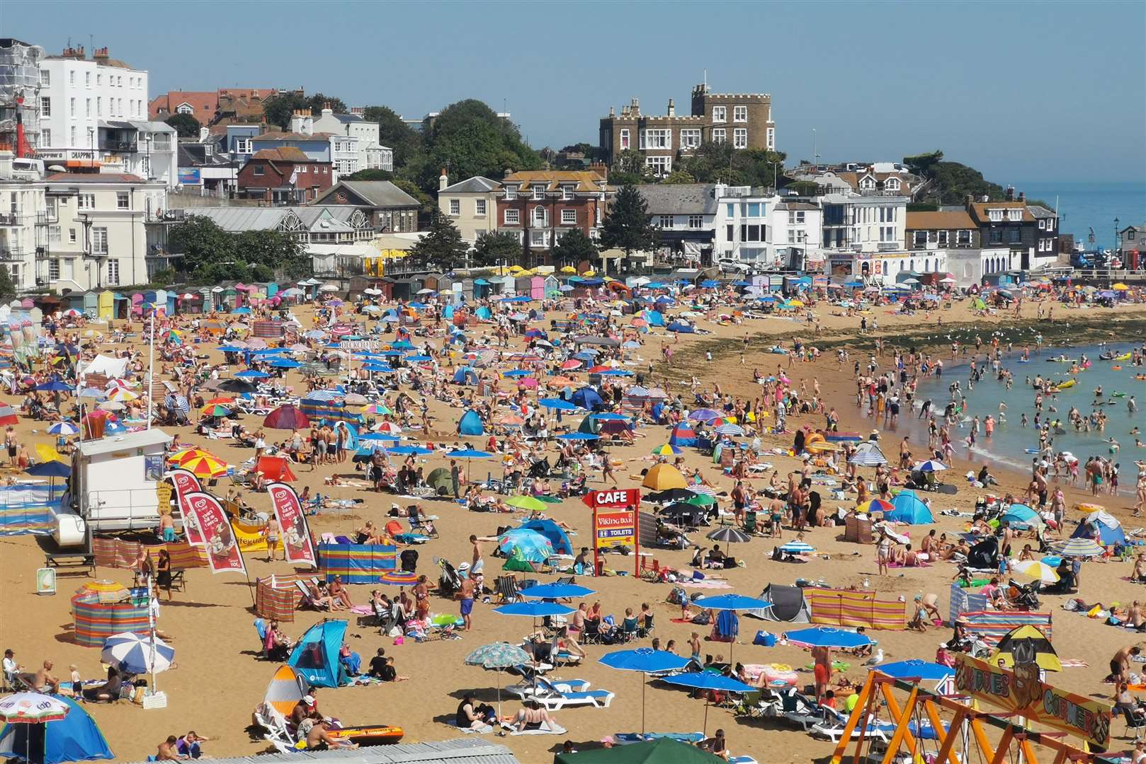 Crowds have flocked to beaches as the weather has been unseasonably hot this month