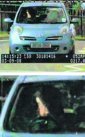 The speed camera photograph with Pauline at the wheel