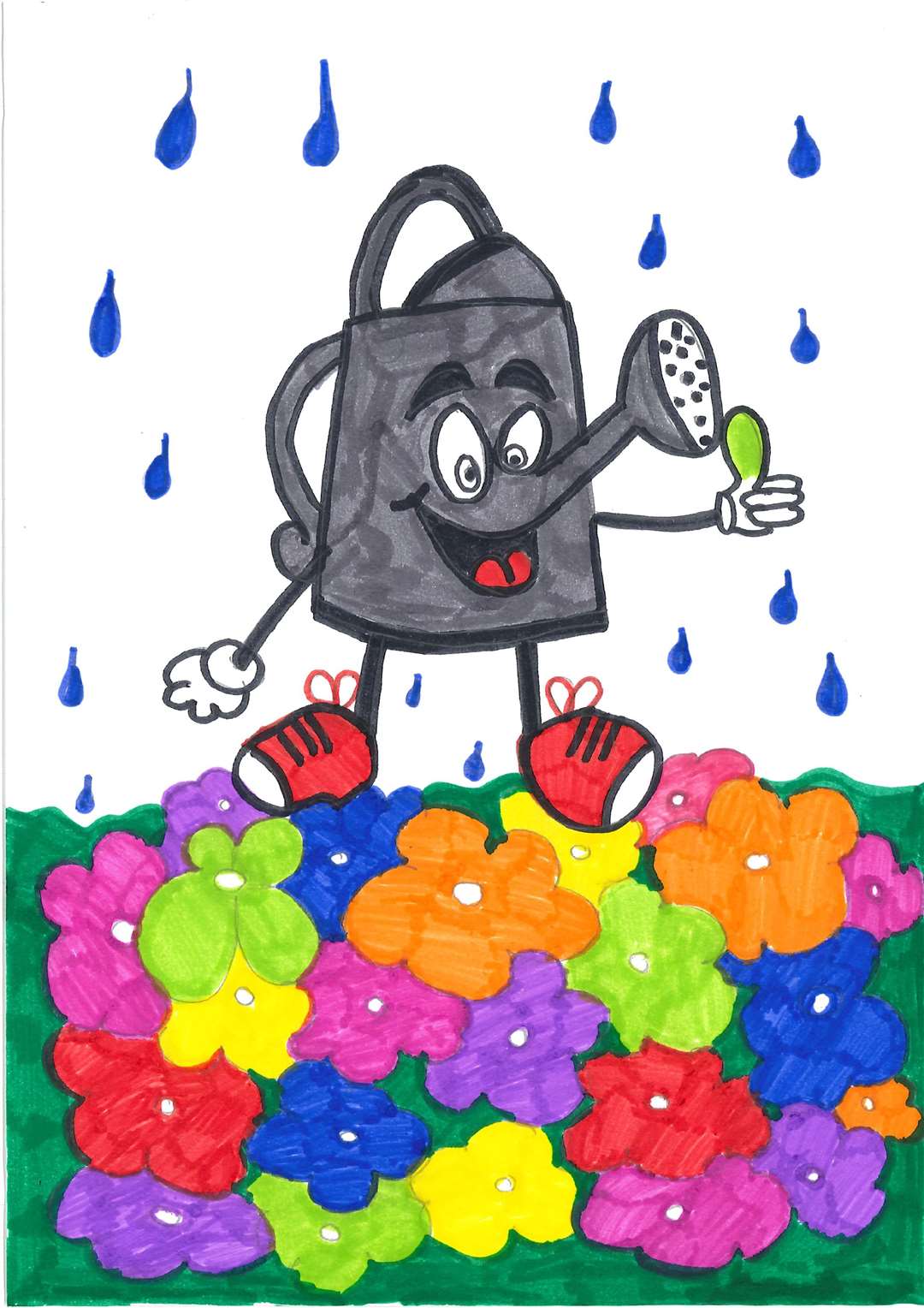 Evie Brown of The Downs CP School won Walmer in Bloom Poster Competition with her winking watering can design