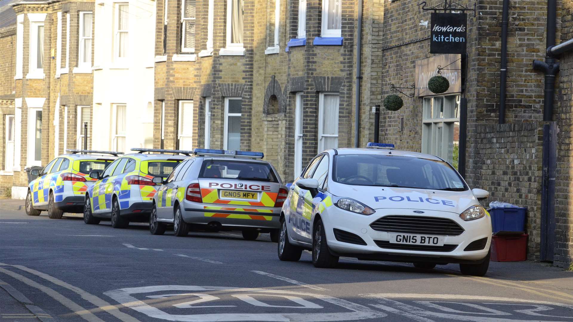 Several police cars responded to the incident. Picture: Chris Davey.