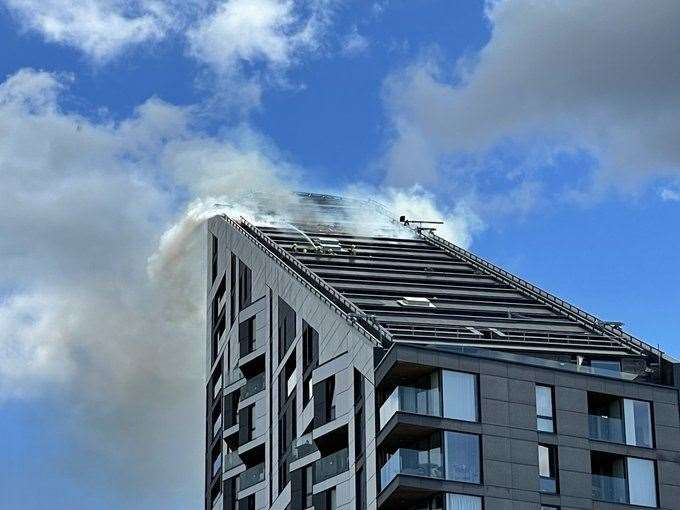 Firefighters were tackling a fire in a tower block in Bromley. Picture: @jcc_tiger via twitter