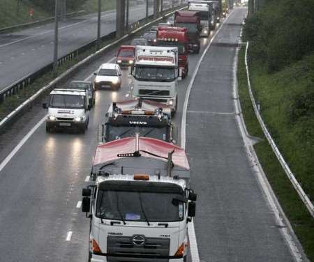 The convoy heads towards London on the A2 during last month's protest. Picture: Peter Still