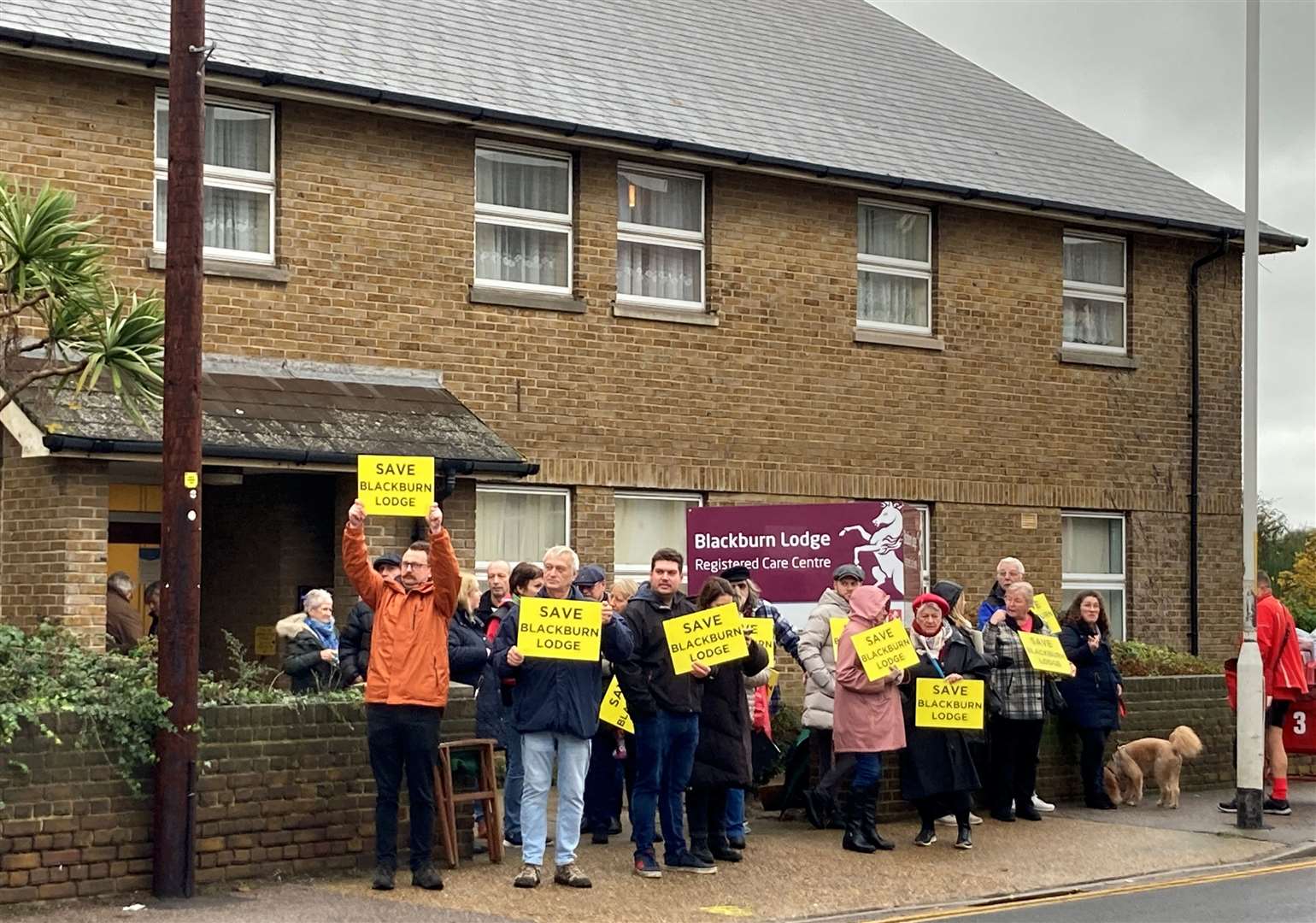 Protests outside of Blackburn Lodge in Broadway, Sheerness