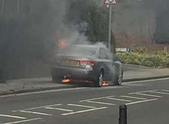 The car fire caused delays on the A2. Picture: Andrew Lawrence.