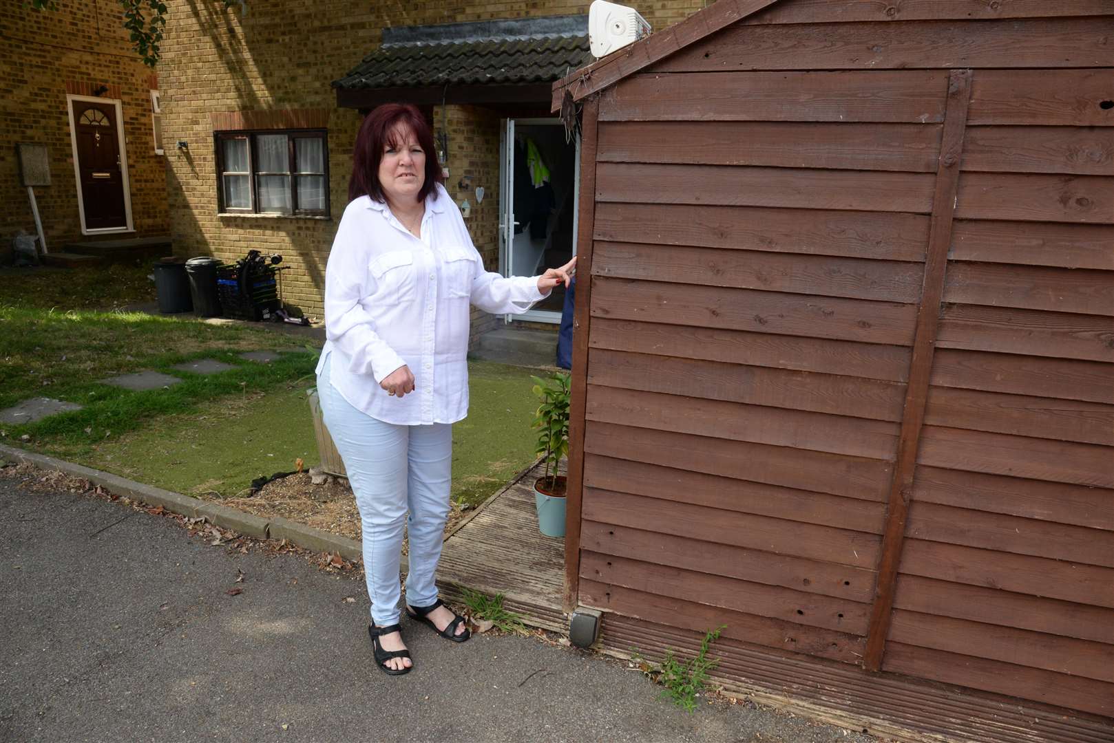 Fiona Taylor, who has had her stairlift stolen from outside her flat