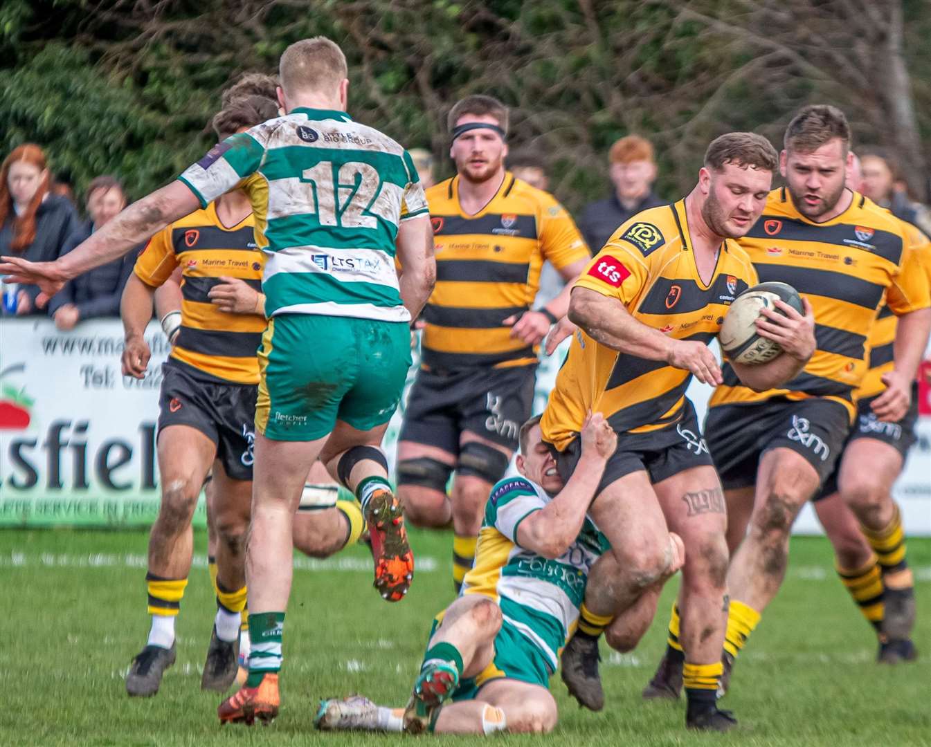 Canterbury's Elliot Lusher stands his ground as Guernsey battle back on Saturday during the city club’s 33-19 weekend win. Picture: Phillipa Hilton