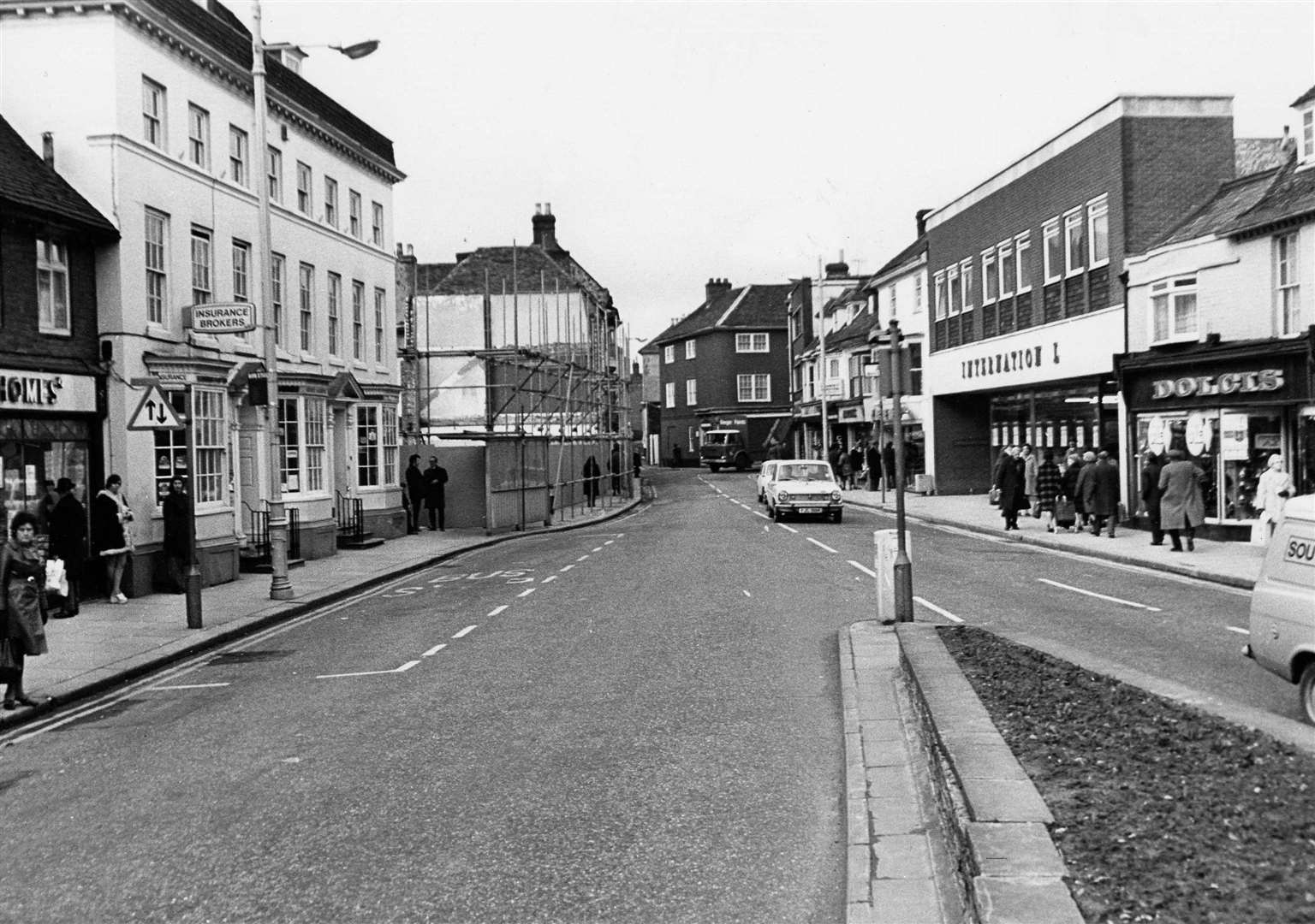 The upper high street showing work on the Tufton Centre in 1972. Picture: Steve Salter