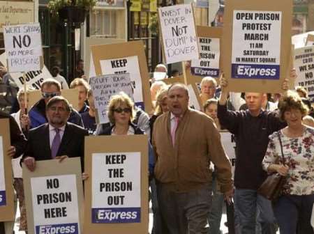 MP Gwyn Prosser (front left) marches with the protestors. Picture: TERRY SCOTT